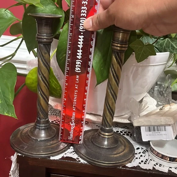 Vintage Brass Candlesticks -, Solid Brass Candle Holder - Picture 6 of 7